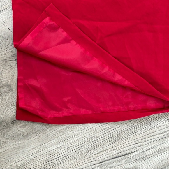 Talbots Vibrant Red Silk Midi Pencil Skirt w/ Side Slit Sz 12P - Picture 2 of 11
